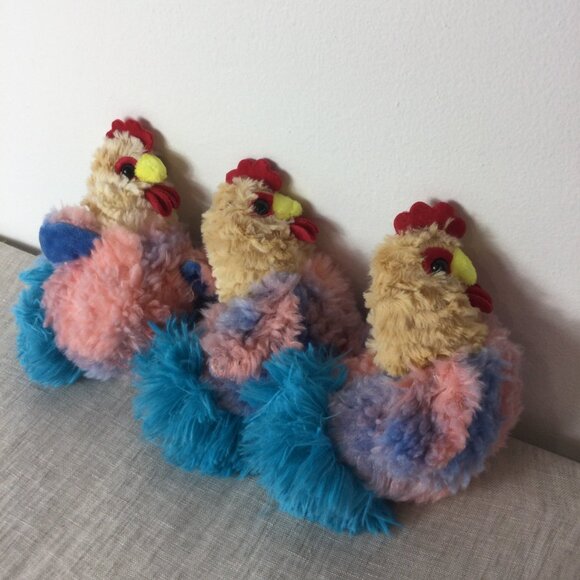 Lot of 3 Way to Celebrate Easter Small Shaggy Rooster Chicken Stuffed Plush Toy - Picture 2 of 7
